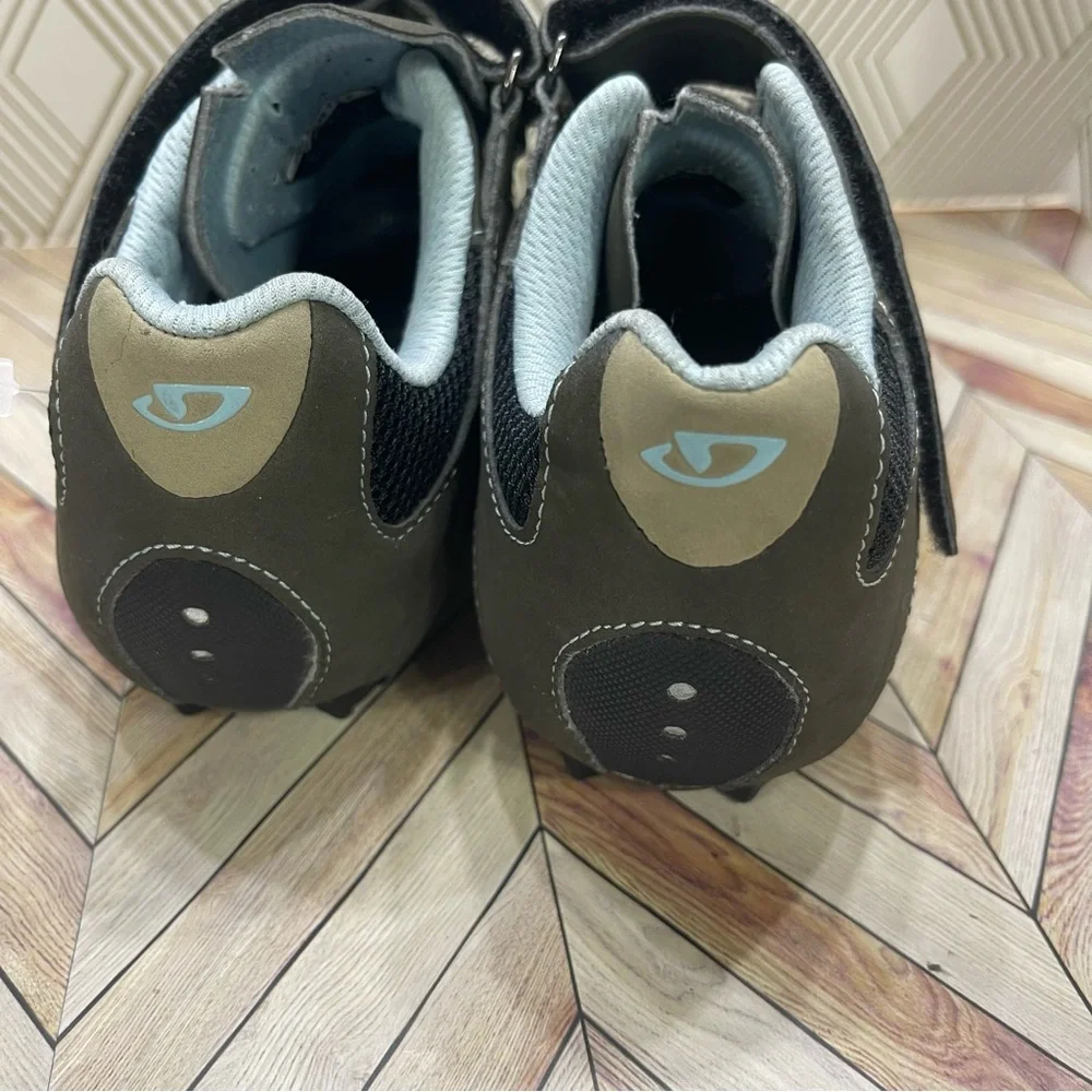 Giro Reva Womens Size 5 Khaki Brown Tan Blue Mountain Cycling Shoes‎ SB2